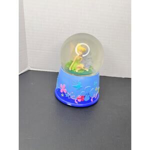 Disney Tinker Bell Musical Water Snow Globe – Blue Floral Base – Works!